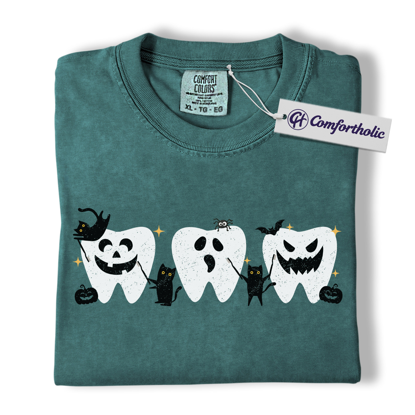 Halloween Teeth Shirt, Funny Dental T-Shirt, Cute Tooth Ghost and Pumpkin Graphic Tee, Spooky Dental Hygienist Gift, Comfort Colors Shirt - Image 11
