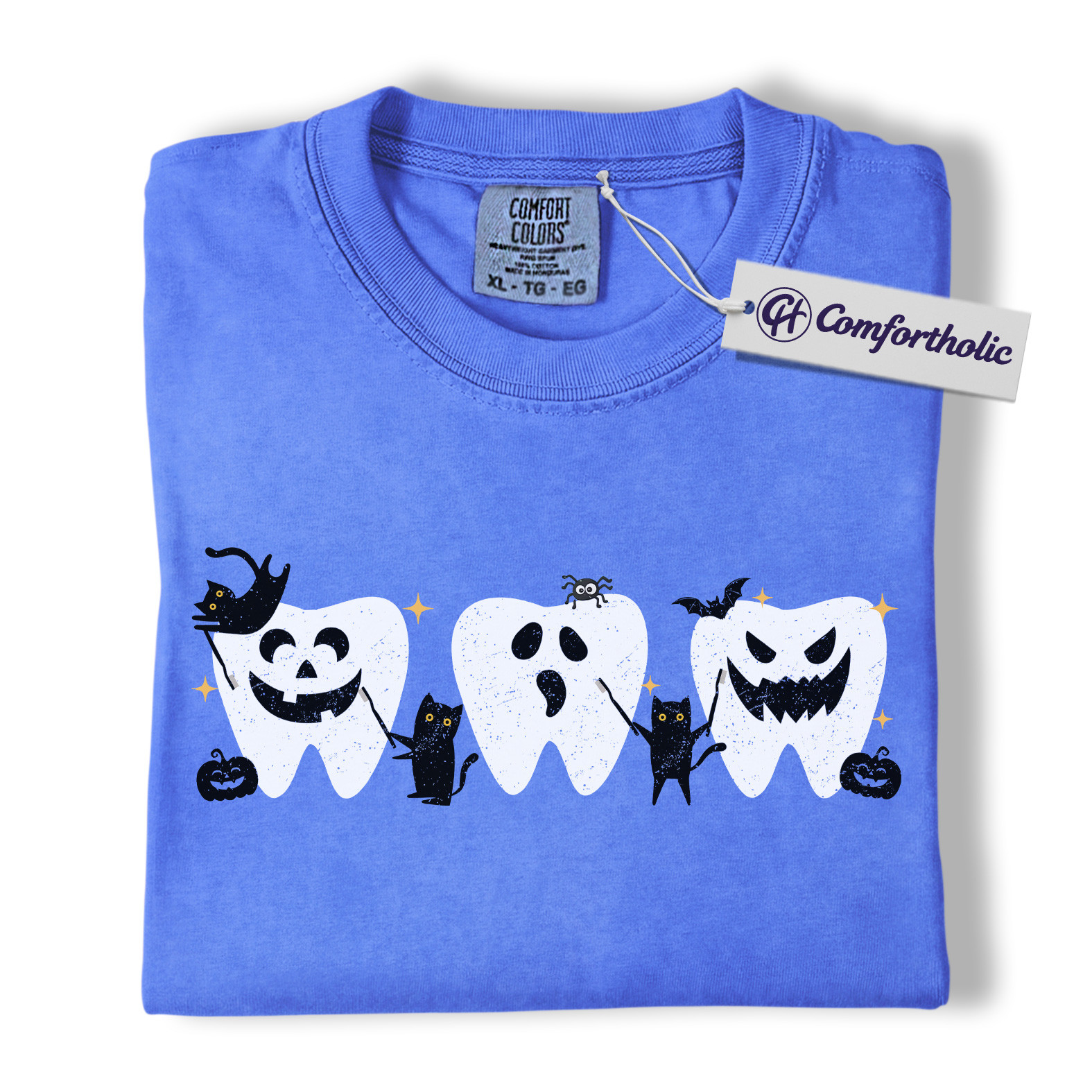 Halloween Teeth Shirt, Funny Dental T-Shirt, Cute Tooth Ghost and Pumpkin Graphic Tee, Spooky Dental Hygienist Gift, Comfort Colors Shirt - Image 12