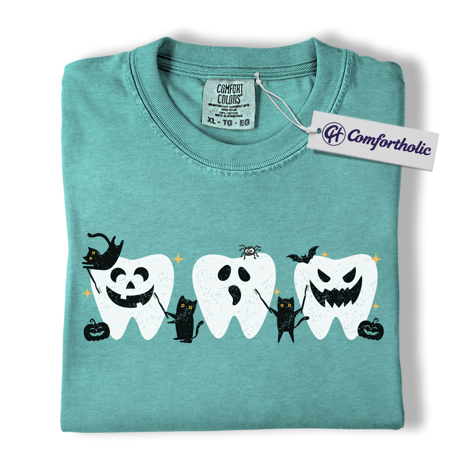 Halloween Teeth Shirt, Funny Dental T-Shirt, Cute Tooth Ghost and Pumpkin Graphic Tee, Spooky Dental Hygienist Gift, Comfort Colors Shirt - Image 13