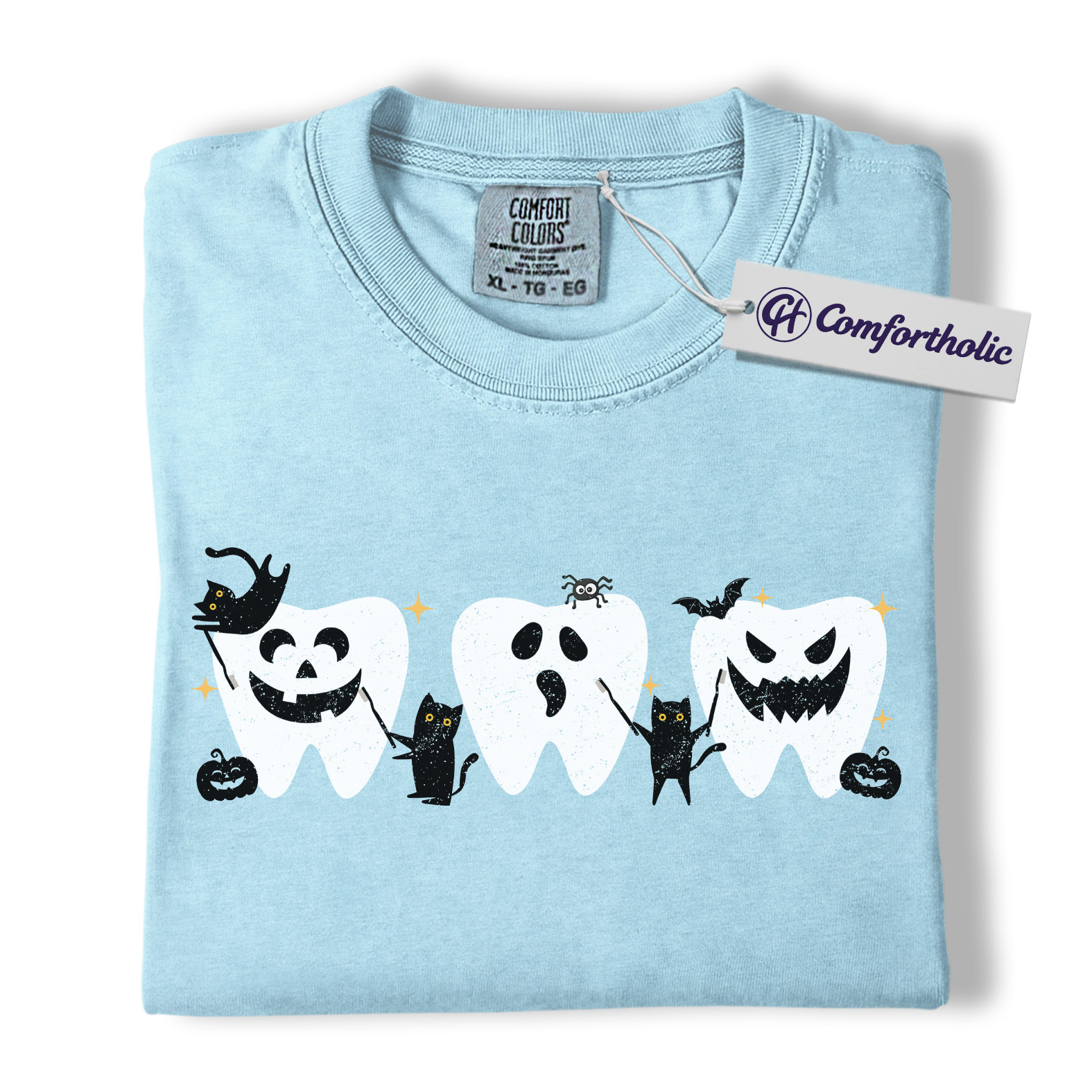 Halloween Teeth Shirt, Funny Dental T-Shirt, Cute Tooth Ghost and Pumpkin Graphic Tee, Spooky Dental Hygienist Gift, Comfort Colors Shirt - Image 14
