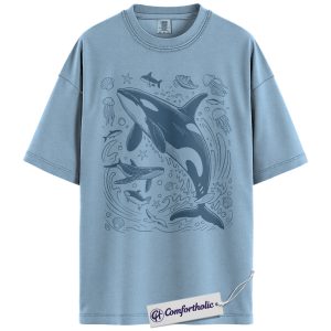 Orca Whale Shirt, Ocean Lover T-Shirt, Sea Animal Graphic Tee, Coastal Beach Gift, Comfort Colors Shirt