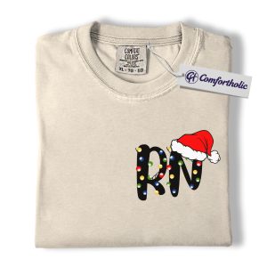 Registered Nurse Christmas Shirt, RN Holiday T-Shirt, Santa Hat Medical Worker Tee, Festive Gift for Nurses, Christmas Comfort Colors Shirt