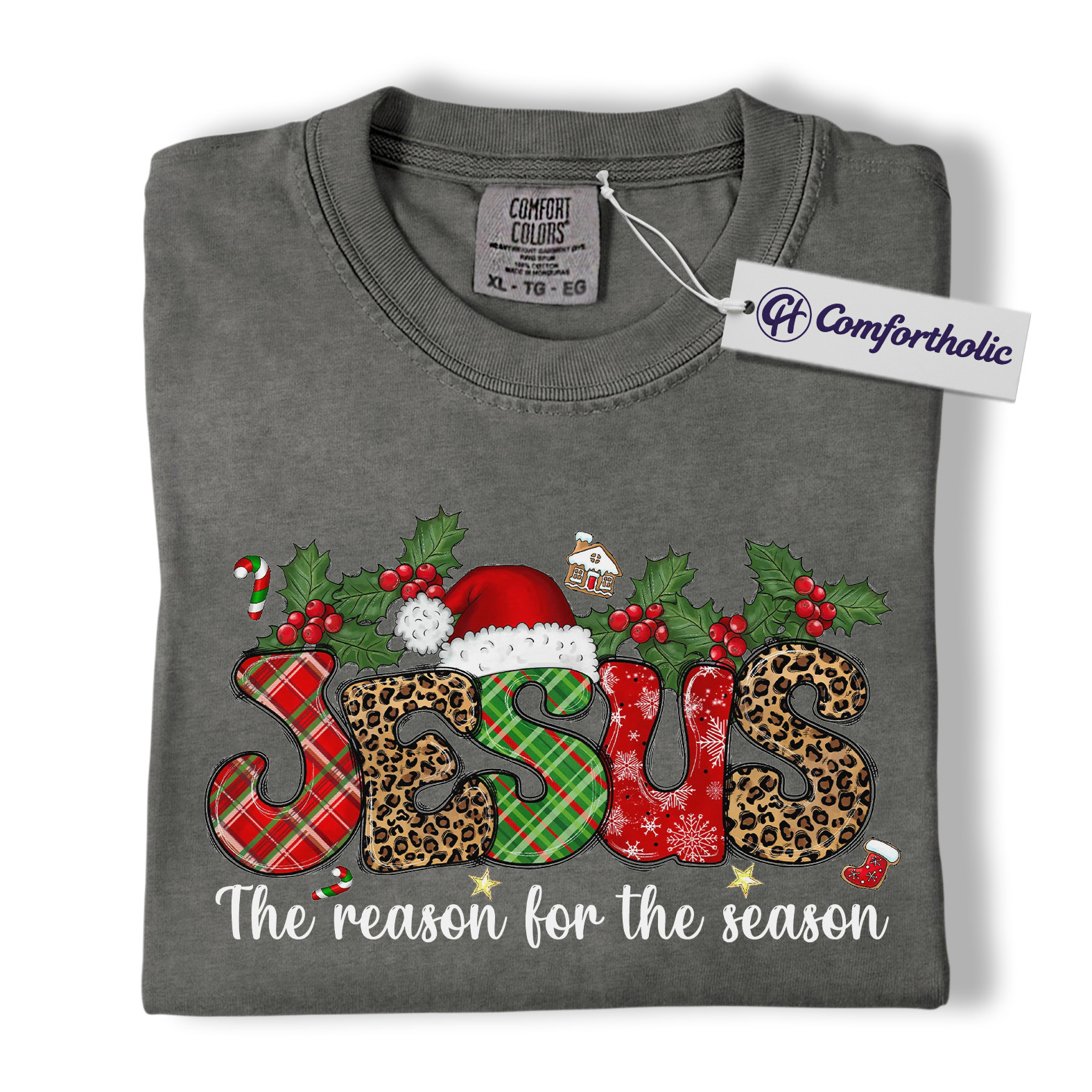 Jesus The Reason for The Season Shirt, Christian Christmas T-Shirt, Faith-Based Holiday Graphic Tee, Religious Festive Gift for Believers, Christmas Comfort Colors Shirt - Image 4