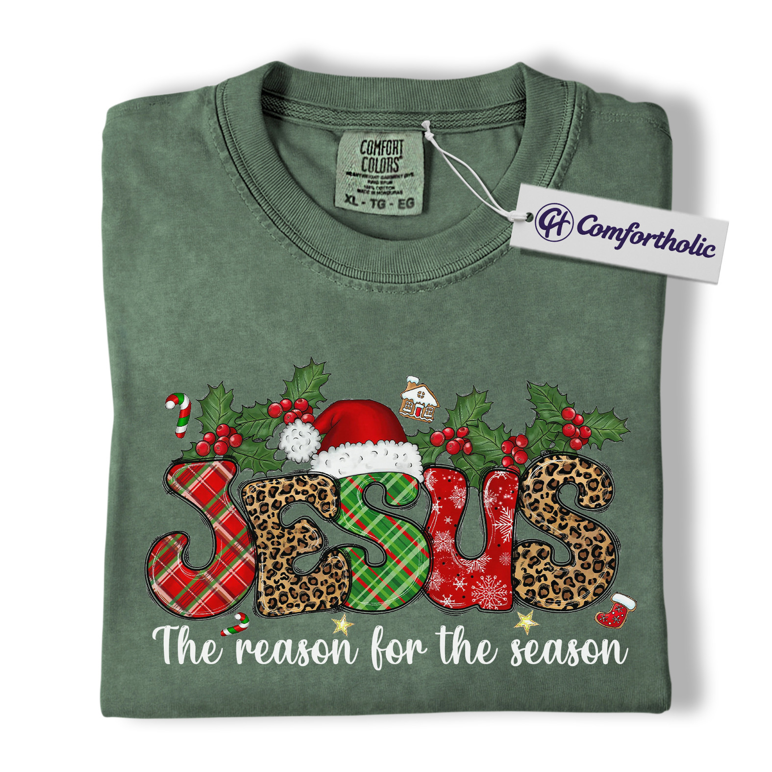 Jesus The Reason for The Season Shirt, Christian Christmas T-Shirt, Faith-Based Holiday Graphic Tee, Religious Festive Gift for Believers, Christmas Comfort Colors Shirt - Image 5
