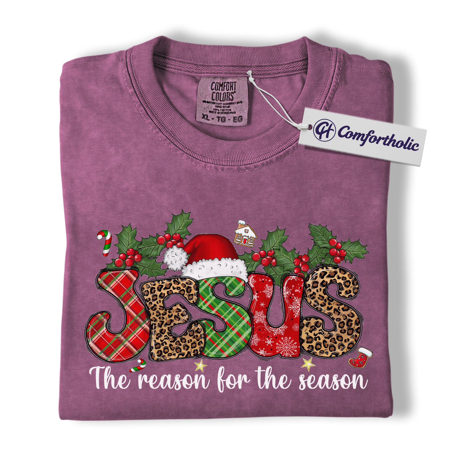 Jesus The Reason for The Season Shirt, Christian Christmas T-Shirt, Faith-Based Holiday Graphic Tee, Religious Festive Gift for Believers, Christmas Comfort Colors Shirt - Image 15