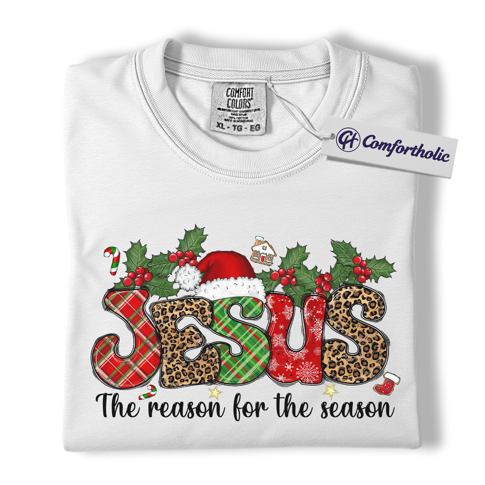 Jesus The Reason for The Season Shirt, Christian Christmas T-Shirt, Faith-Based Holiday Graphic Tee, Religious Festive Gift for Believers, Christmas Comfort Colors Shirt - Image 2