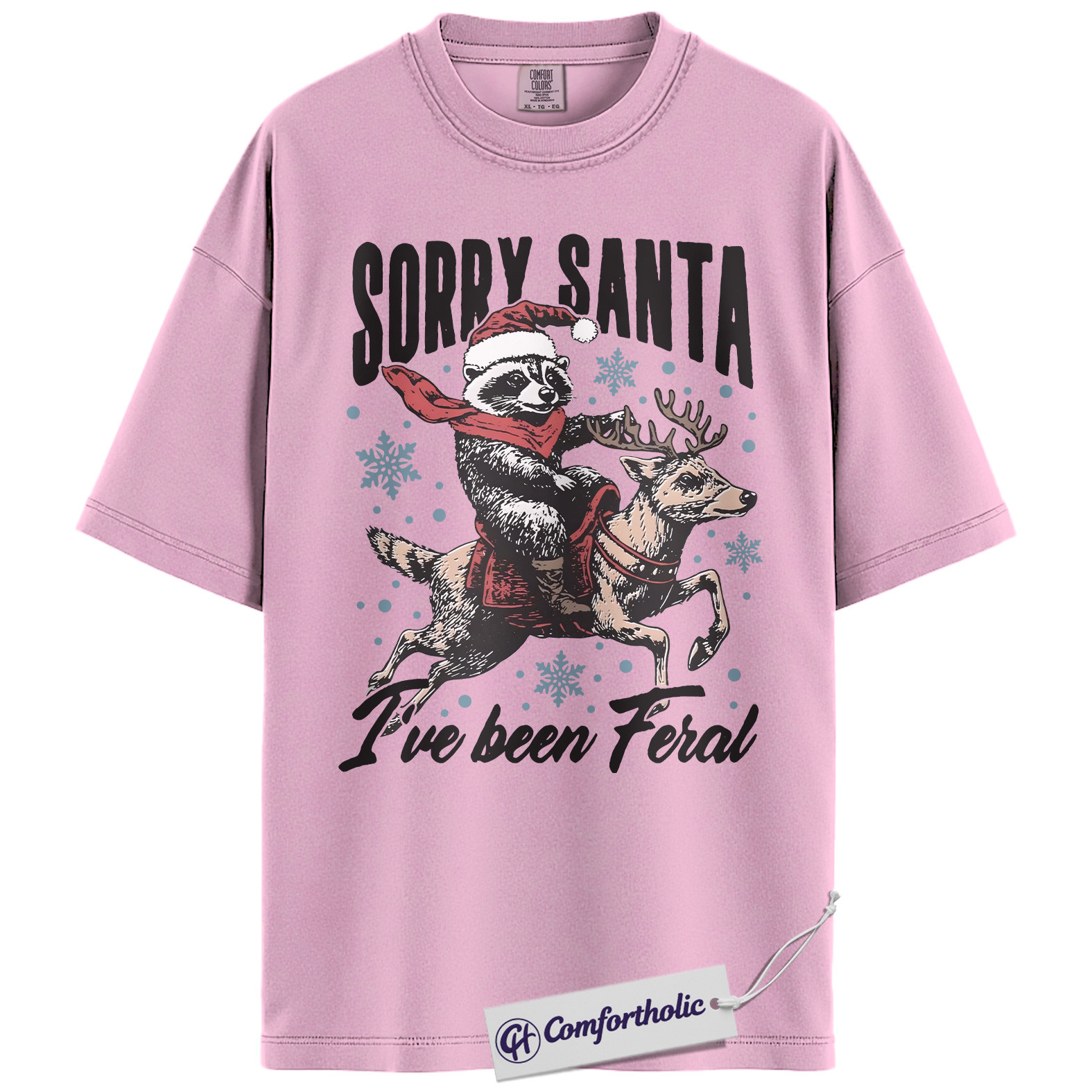 Sorry Santa I’ve Been Feral Shirt, Funny Christmas Raccoon T-Shirt, Holiday Humor Graphic Tee, Cute Animal Christmas Gift, Trash Panda Comfort Colors Shirt - Image 9
