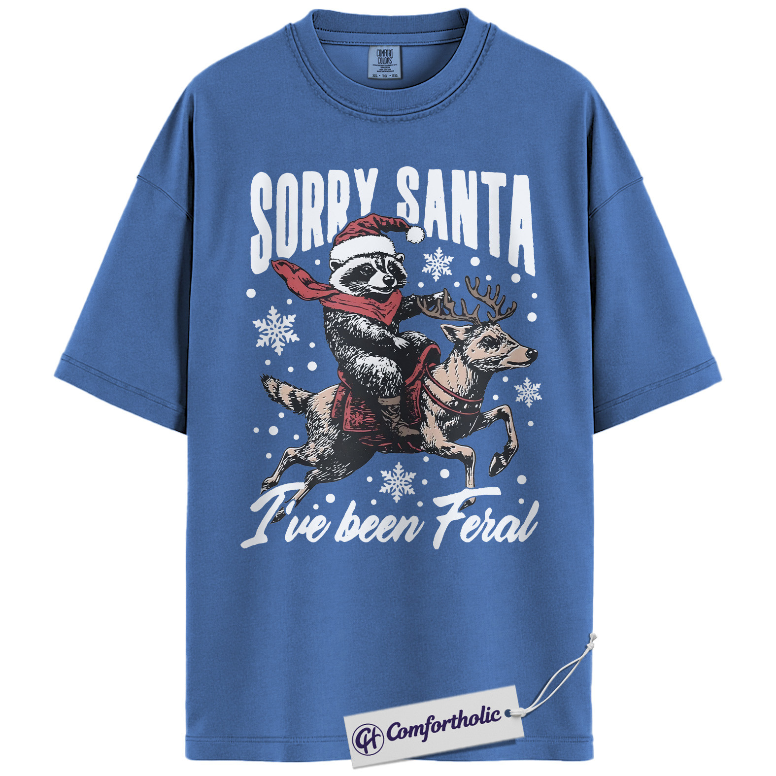 Sorry Santa I’ve Been Feral Shirt, Funny Christmas Raccoon T-Shirt, Holiday Humor Graphic Tee, Cute Animal Christmas Gift, Trash Panda Comfort Colors Shirt - Image 13