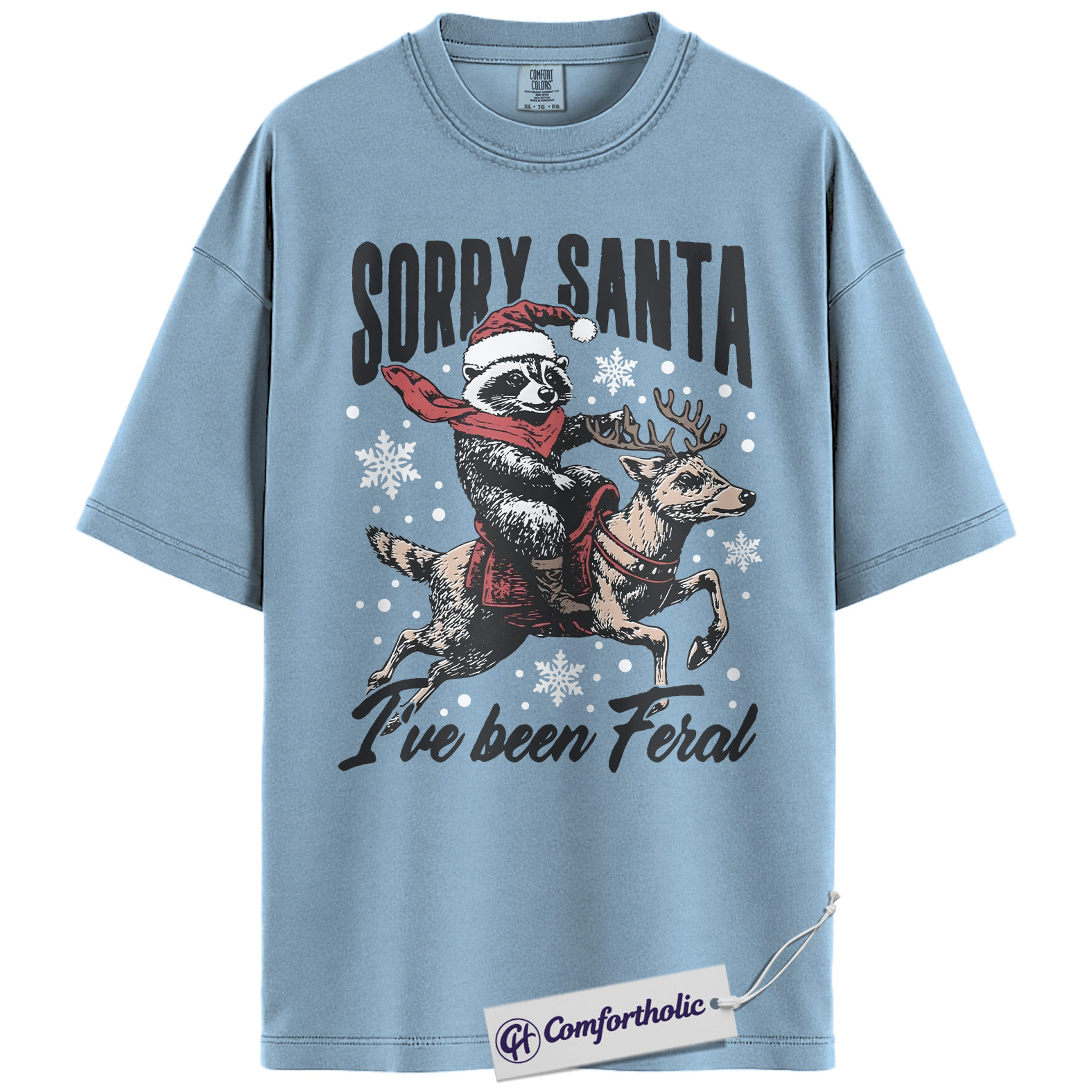 Sorry Santa I’ve Been Feral Shirt, Funny Christmas Raccoon T-Shirt, Holiday Humor Graphic Tee, Cute Animal Christmas Gift, Trash Panda Comfort Colors Shirt - Image 15