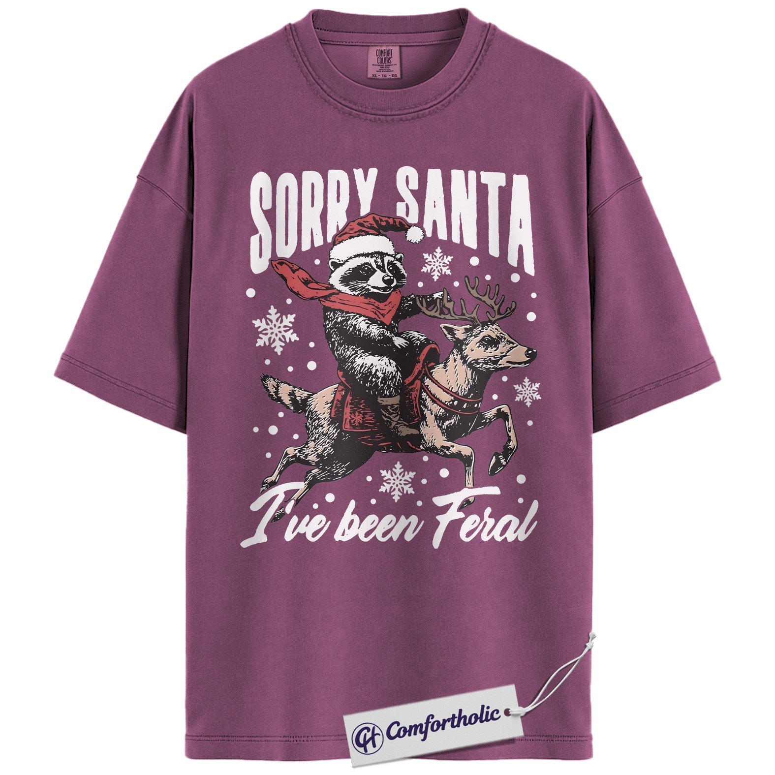 Sorry Santa I’ve Been Feral Shirt, Funny Christmas Raccoon T-Shirt, Holiday Humor Graphic Tee, Cute Animal Christmas Gift, Trash Panda Comfort Colors Shirt - Image 16