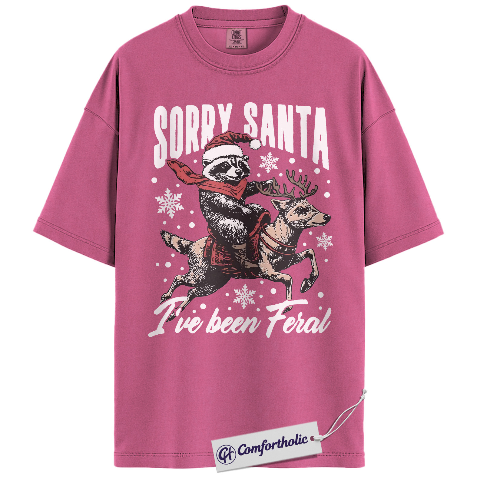 Sorry Santa I’ve Been Feral Shirt, Funny Christmas Raccoon T-Shirt, Holiday Humor Graphic Tee, Cute Animal Christmas Gift, Trash Panda Comfort Colors Shirt - Image 17
