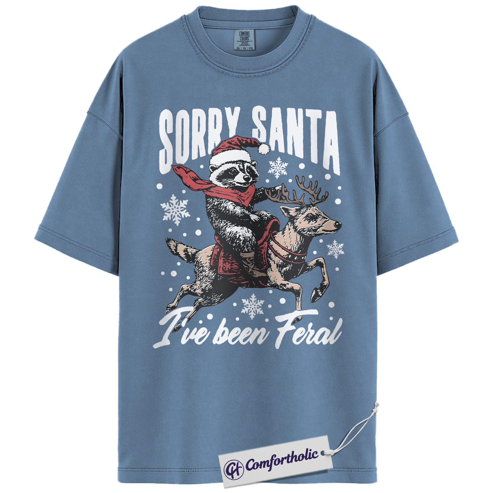 Sorry Santa I’ve Been Feral Shirt, Funny Christmas Raccoon T-Shirt, Holiday Humor Graphic Tee, Cute Animal Christmas Gift, Trash Panda Comfort Colors Shirt - Image 18