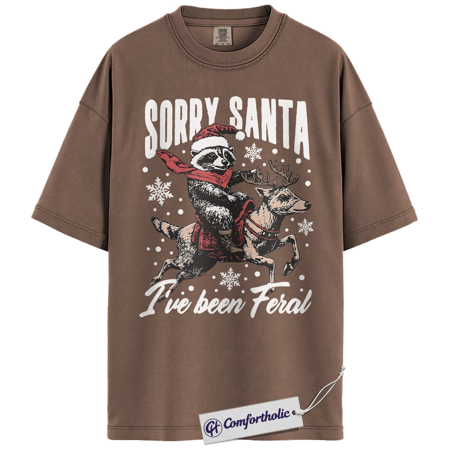 Sorry Santa I’ve Been Feral Shirt, Funny Christmas Raccoon T-Shirt, Holiday Humor Graphic Tee, Cute Animal Christmas Gift, Trash Panda Comfort Colors Shirt - Image 19
