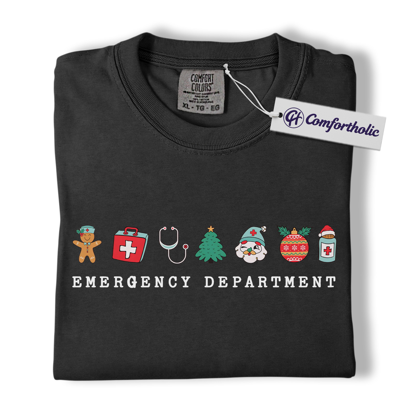 Emergency Department Christmas Shirt, Funny ER Nurse Holiday T-Shirt, Medical Worker Festive Graphic Tee, Healthcare Gift for Nurses and Doctors, Christmas Comfort Colors Shirt - Image 3