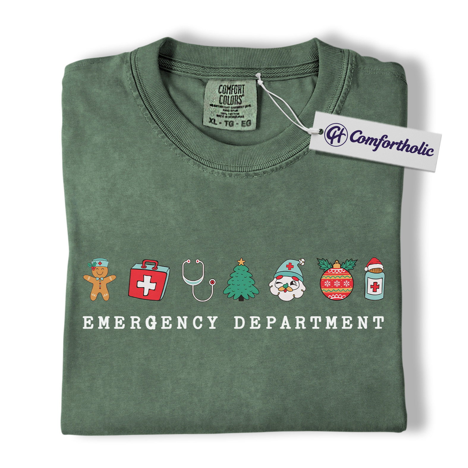 Emergency Department Christmas Shirt, Funny ER Nurse Holiday T-Shirt, Medical Worker Festive Graphic Tee, Healthcare Gift for Nurses and Doctors, Christmas Comfort Colors Shirt - Image 6