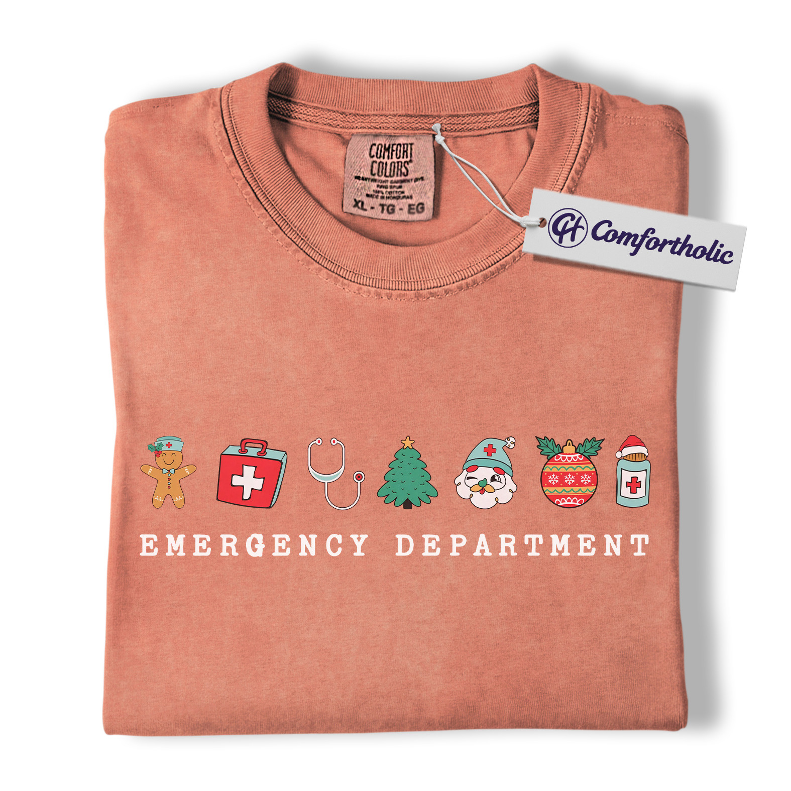 Emergency Department Christmas Shirt, Funny ER Nurse Holiday T-Shirt, Medical Worker Festive Graphic Tee, Healthcare Gift for Nurses and Doctors, Christmas Comfort Colors Shirt - Image 8