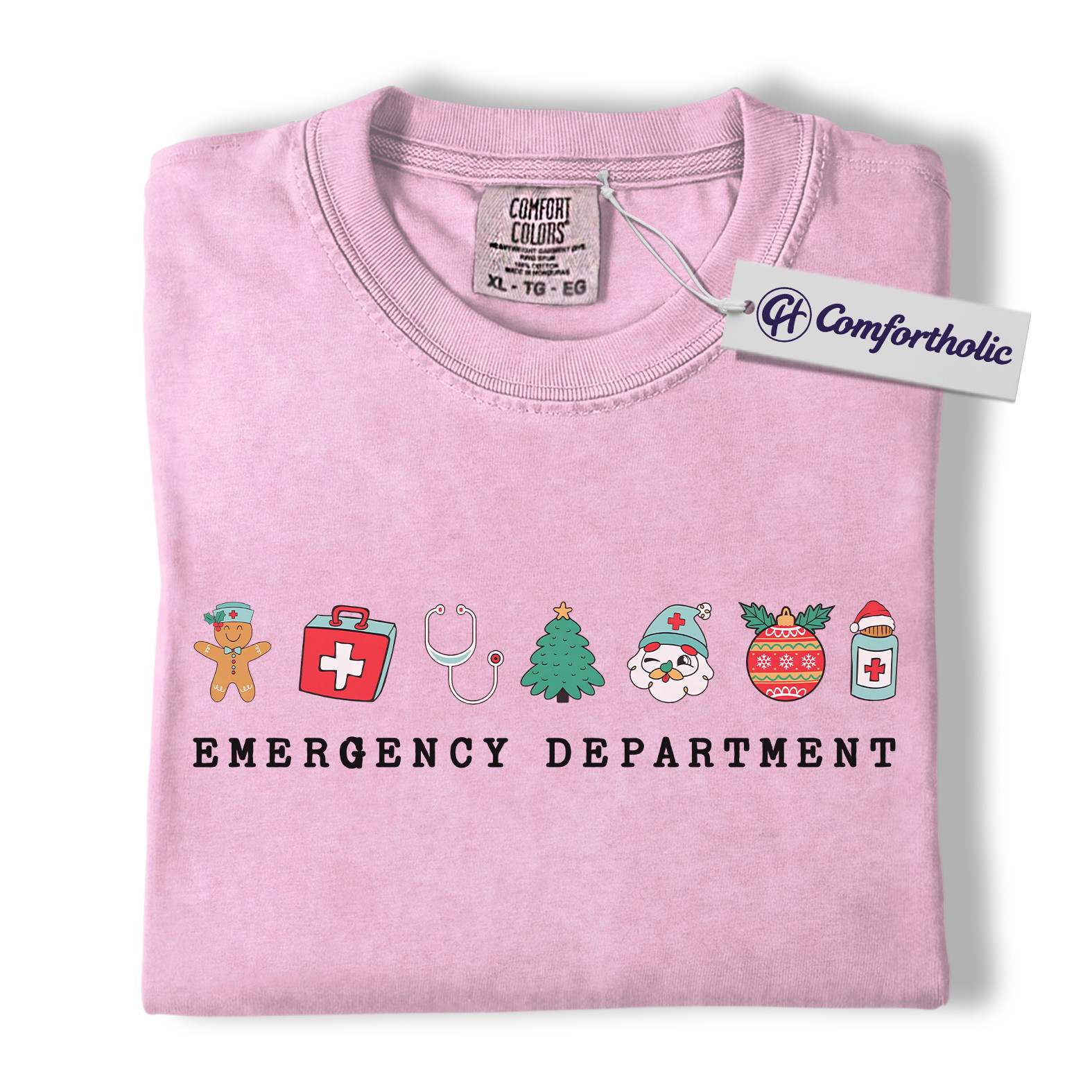 Emergency Department Christmas Shirt, Funny ER Nurse Holiday T-Shirt, Medical Worker Festive Graphic Tee, Healthcare Gift for Nurses and Doctors, Christmas Comfort Colors Shirt - Image 9