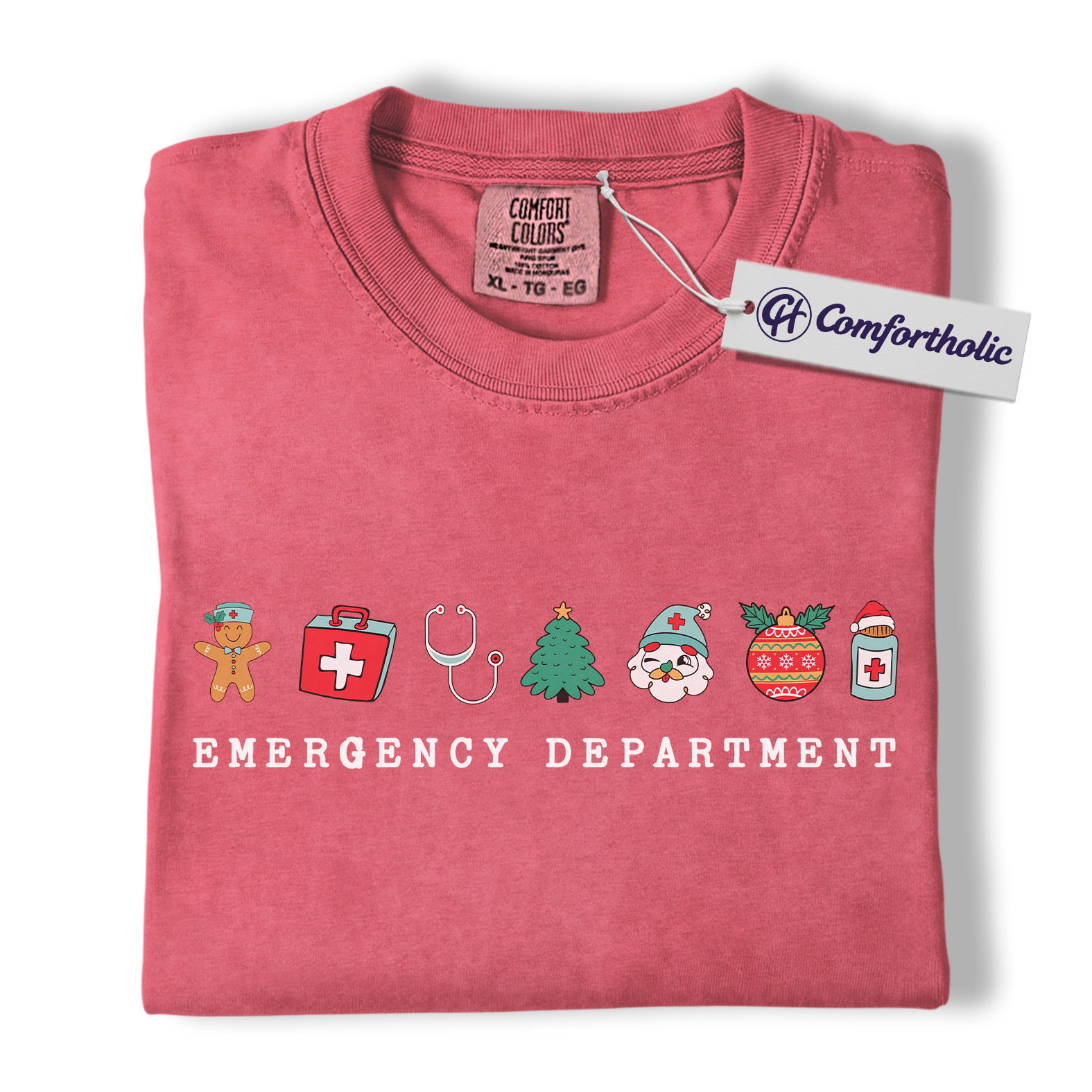 Emergency Department Christmas Shirt, Funny ER Nurse Holiday T-Shirt, Medical Worker Festive Graphic Tee, Healthcare Gift for Nurses and Doctors, Christmas Comfort Colors Shirt - Image 10