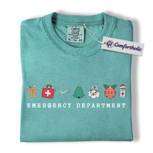 Emergency Department Christmas Shirt, Funny ER Nurse Holiday T-Shirt, Medical Worker Festive Graphic Tee, Healthcare Gift for Nurses and Doctors, Christmas Comfort Colors Shirt