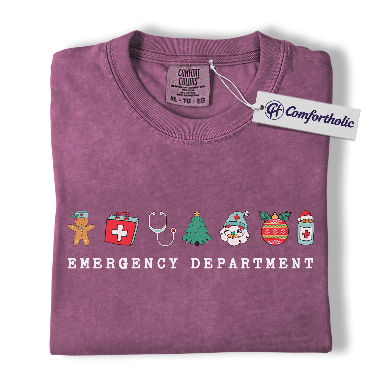 Emergency Department Christmas Shirt, Funny ER Nurse Holiday T-Shirt, Medical Worker Festive Graphic Tee, Healthcare Gift for Nurses and Doctors, Christmas Comfort Colors Shirt - Image 15