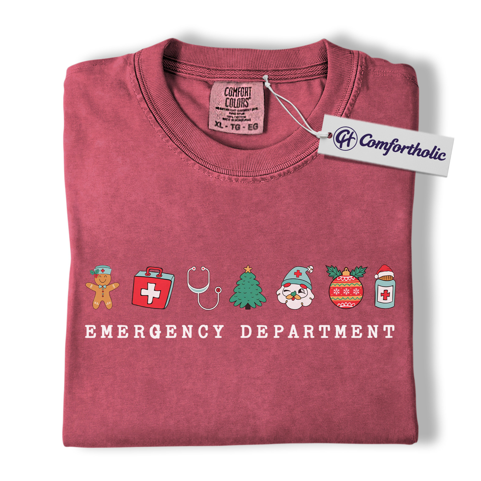 Emergency Department Christmas Shirt, Funny ER Nurse Holiday T-Shirt, Medical Worker Festive Graphic Tee, Healthcare Gift for Nurses and Doctors, Christmas Comfort Colors Shirt - Image 18