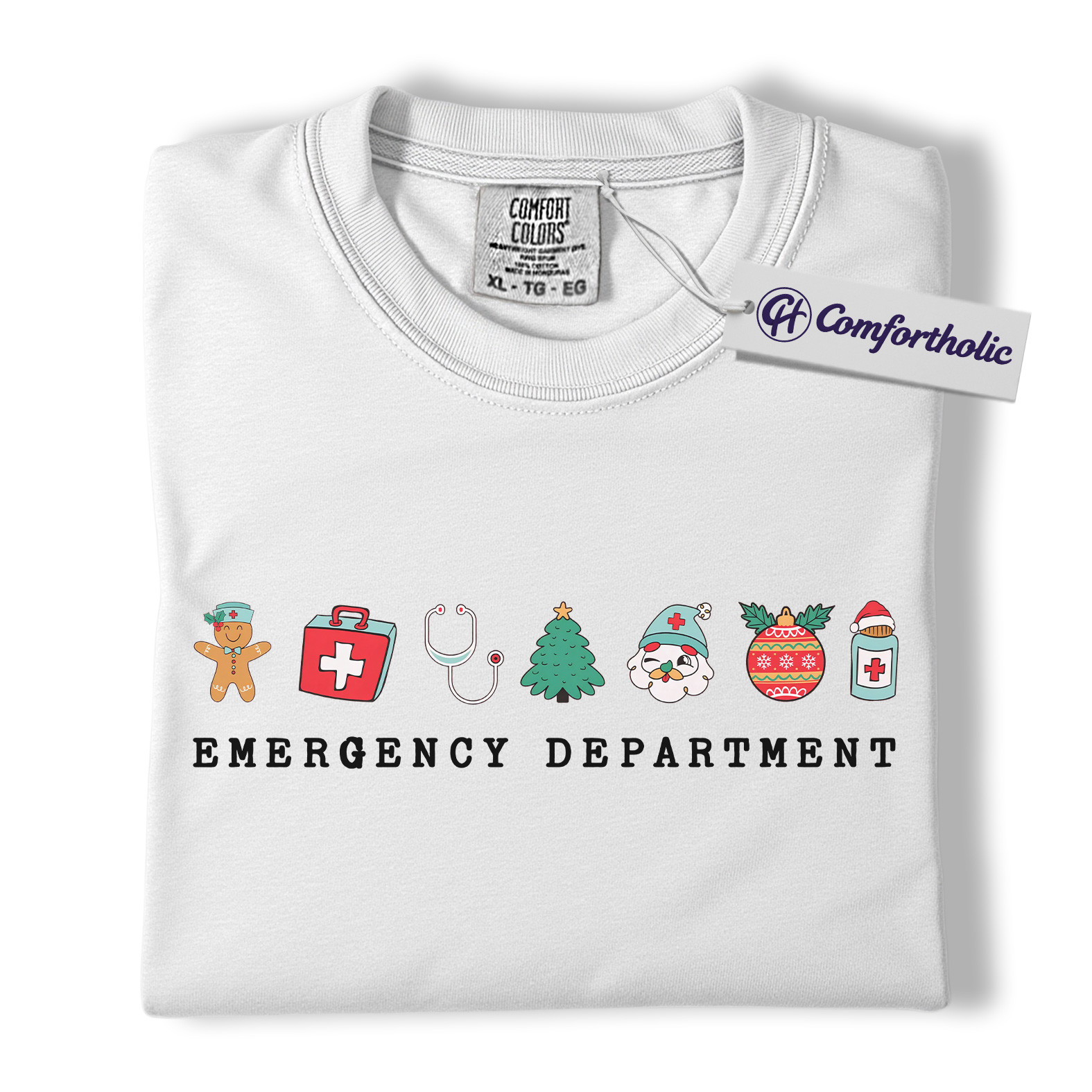 Emergency Department Christmas Shirt, Funny ER Nurse Holiday T-Shirt, Medical Worker Festive Graphic Tee, Healthcare Gift for Nurses and Doctors, Christmas Comfort Colors Shirt - Image 2