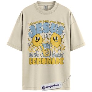 Jesus Makes Lemonade Shirt, Funny Christian Faith T-Shirt, Positive Bible Verse Graphic Tee, Inspirational Religious Gift for Believers, Comfort Colors Shirt