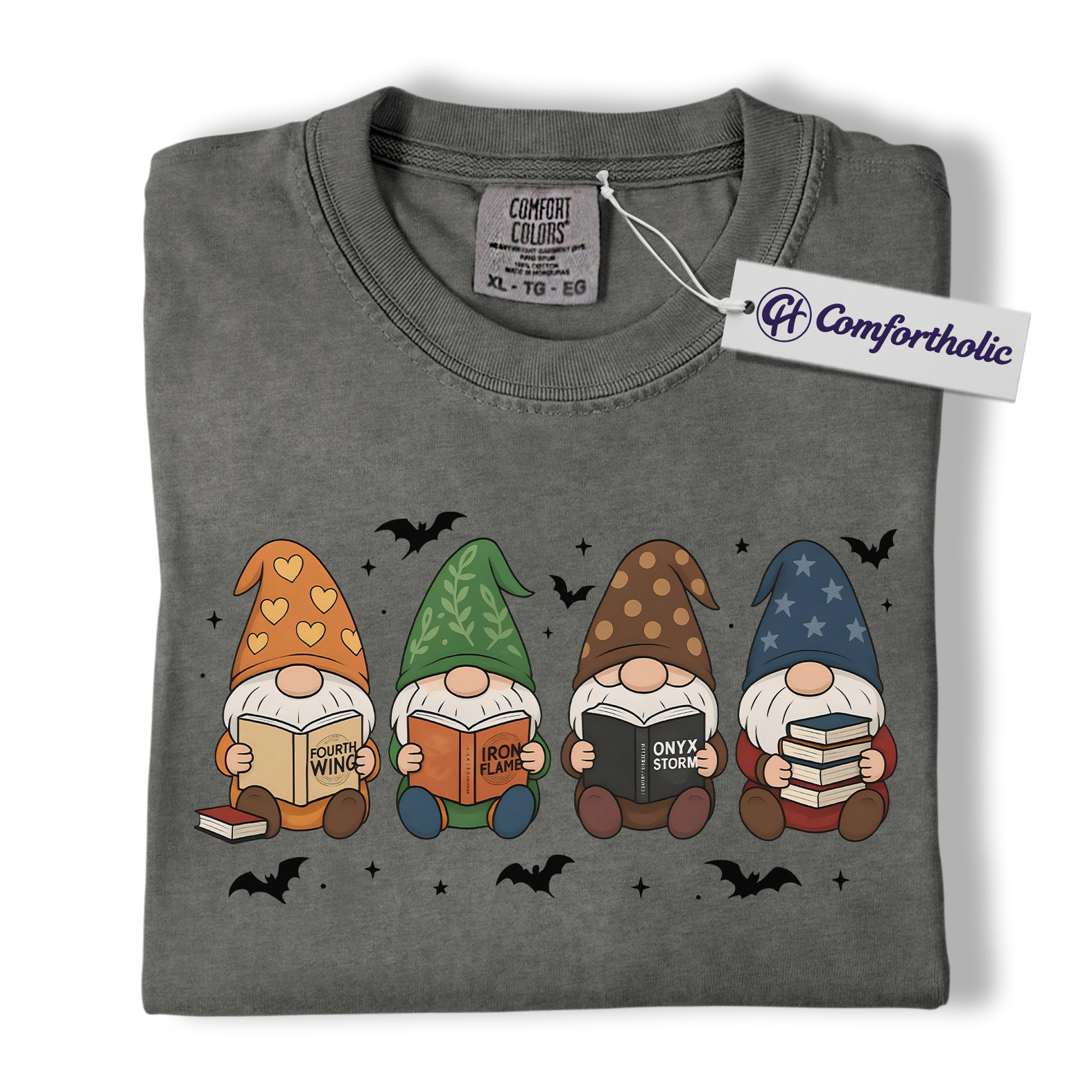 The Empyrean Series Shirt, Fourth Wing Iron Flame Onyx Storm T-Shirt, Cute Gnome Book Lover Graphic Tee, Fantasy Reading Gift for Readers, Christmas Comfort Colors Shirt - Image 6