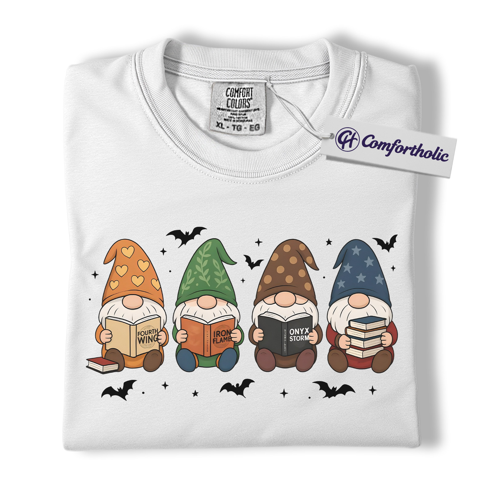 The Empyrean Series Shirt, Fourth Wing Iron Flame Onyx Storm T-Shirt, Cute Gnome Book Lover Graphic Tee, Fantasy Reading Gift for Readers, Christmas Comfort Colors Shirt - Image 4