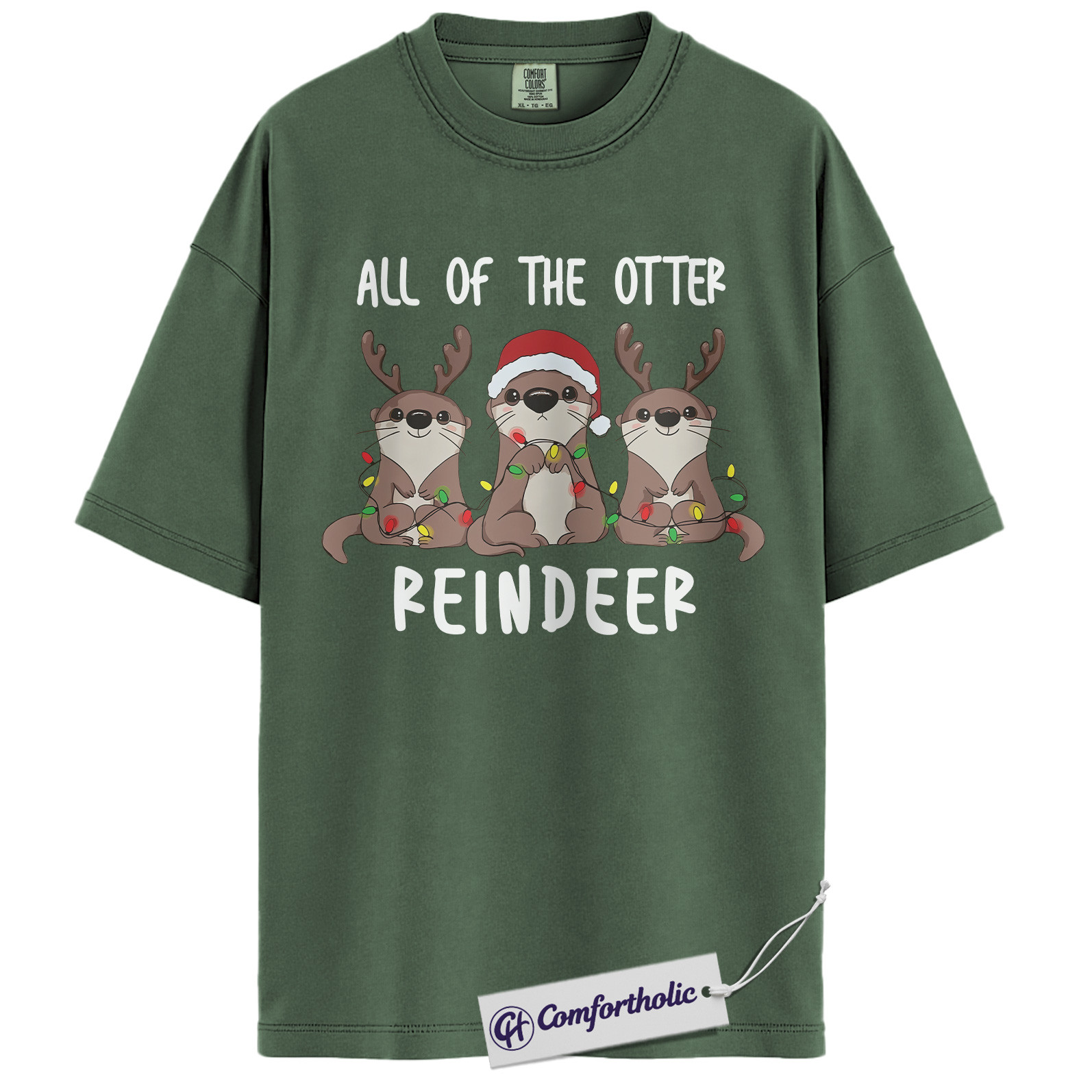 All of the Otter Reindeer Shirt, Cute Christmas Animal T-Shirt, Funny Holiday Otter Graphic Tee, Winter Reindeer Lover Gift, Christmas Comfort Colors Shirt - Image 6