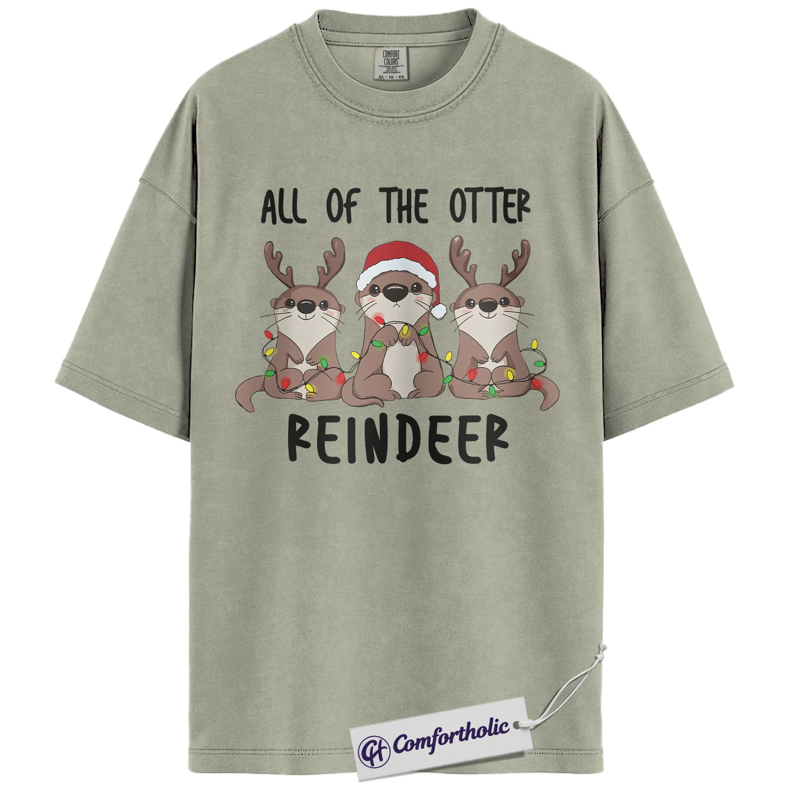 All of the Otter Reindeer Shirt, Cute Christmas Animal T-Shirt, Funny Holiday Otter Graphic Tee, Winter Reindeer Lover Gift, Christmas Comfort Colors Shirt