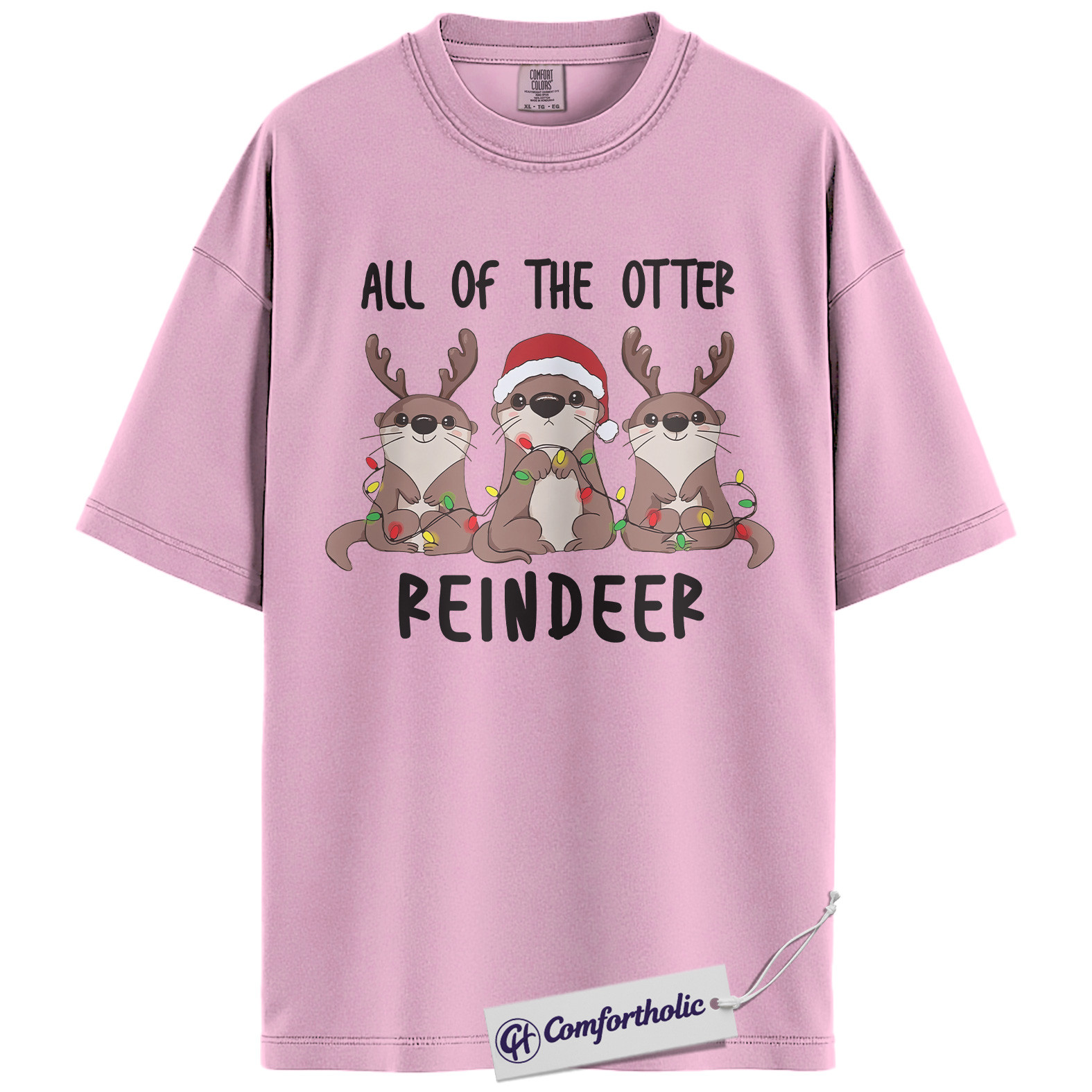 All of the Otter Reindeer Shirt, Cute Christmas Animal T-Shirt, Funny Holiday Otter Graphic Tee, Winter Reindeer Lover Gift, Christmas Comfort Colors Shirt - Image 8