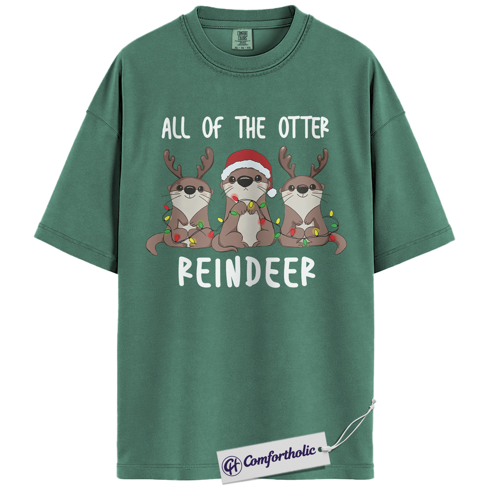 All of the Otter Reindeer Shirt, Cute Christmas Animal T-Shirt, Funny Holiday Otter Graphic Tee, Winter Reindeer Lover Gift, Christmas Comfort Colors Shirt - Image 10
