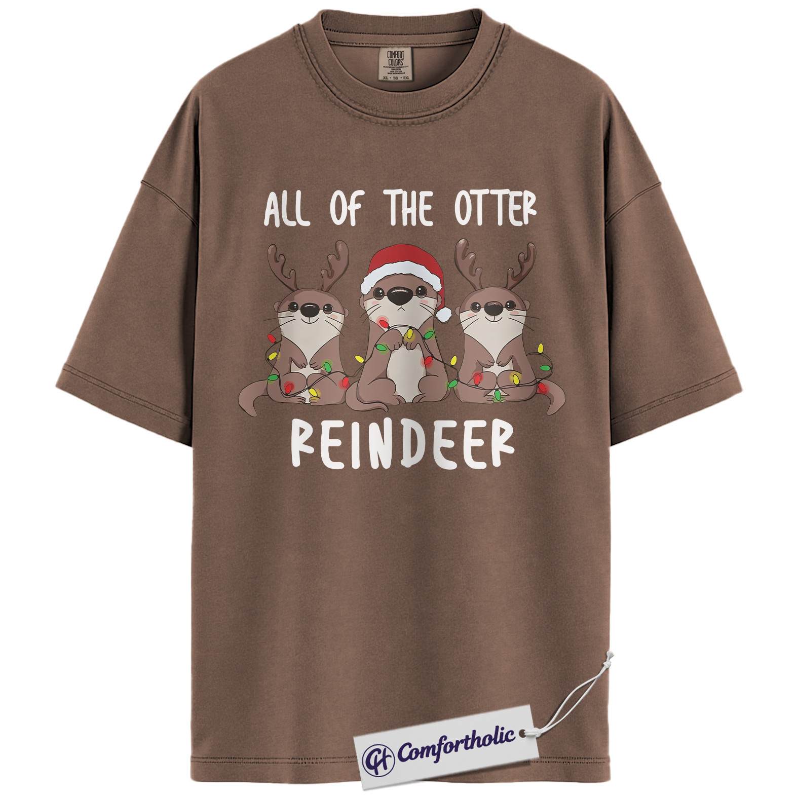 All of the Otter Reindeer Shirt, Cute Christmas Animal T-Shirt, Funny Holiday Otter Graphic Tee, Winter Reindeer Lover Gift, Christmas Comfort Colors Shirt - Image 19