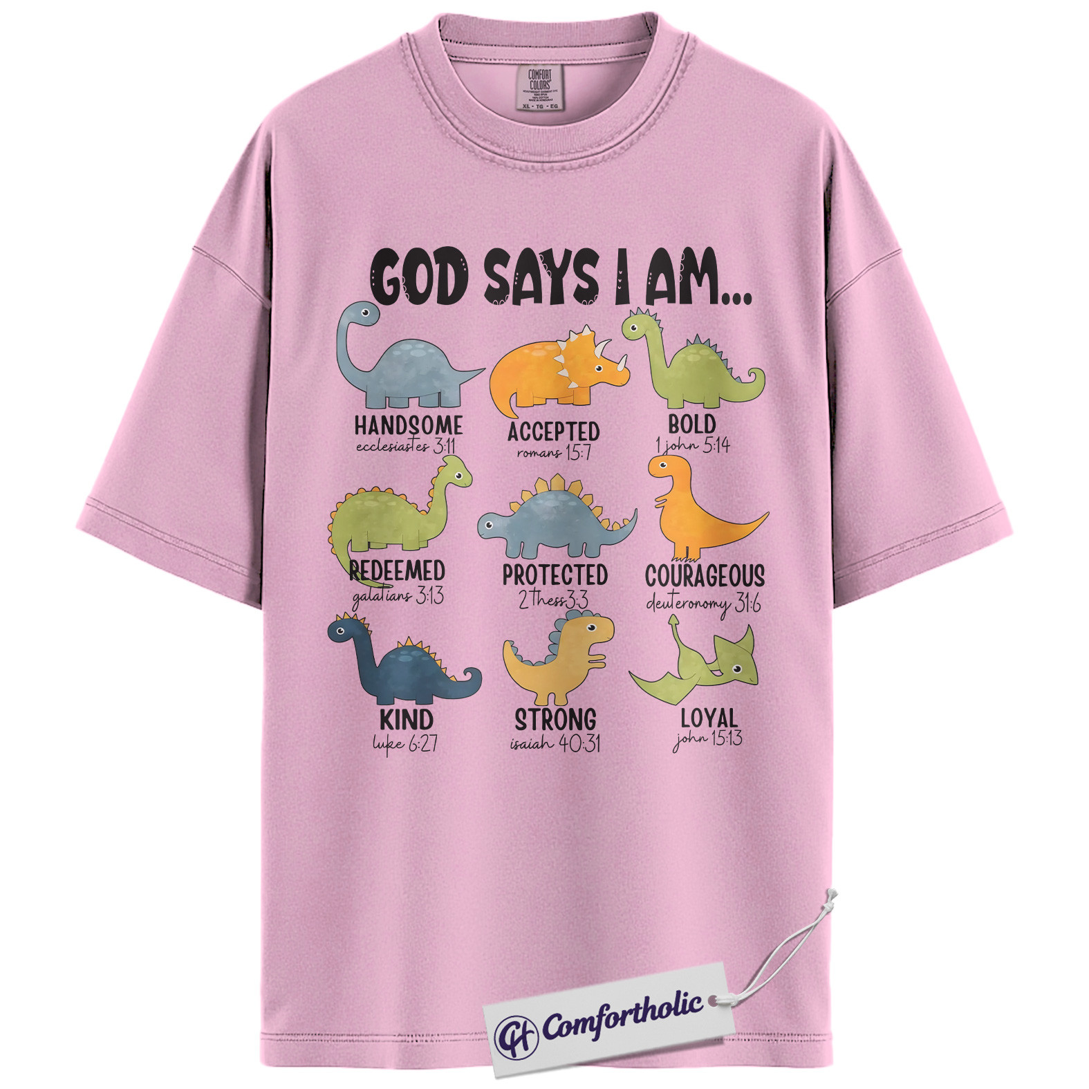 God Says I Am Dinosaur Shirt, Christian Bible Verse T-Shirt, Cute Religious Kids Graphic Tee, Faith-Based Gift for Boys and Girls, Comfort Colors Shirt - Image 8