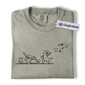 Funny Dinosaur Meteor Shirt, Minimalist Extinction T-Shirt, Cute Prehistoric Animal Graphic Tee, Science Humor Gift for Paleontology Lovers, Comfort Colors Shirt