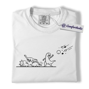 Alternative view of Funny Dinosaur Meteor Shirt, Minimalist Extinction T-Shirt, Cute Prehistoric Animal Graphic Tee, Science Humor Gift for Paleontology Lovers, Comfort Colors Shirt