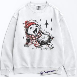 Festive but Feral Sweatshirt, Funny Raccoon Christmas Pullover, Animal Holiday Graphic Crewneck, Cute Wildlife Gift for Animal Lovers, Christmas Comfort Colors Sweatshirt