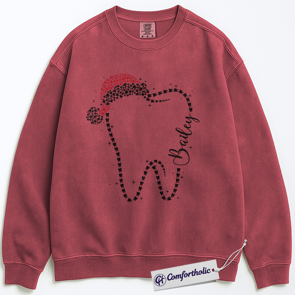 Custom Dental Christmas Sweatshirt, Personalized Tooth Pullover, Cute Dentist Holiday Graphic Crewneck, Gift for Dental Hygienist or Assistant, Christmas Comfort Colors Sweatshirt - Image 7
