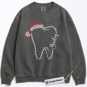 Personalized Dental Christmas Sweatshirt, Custom Tooth Crewneck, Cute Dentist Holiday Graphic Pullover, Gift for Hygienists & Assistants, Christmas Comfort Colors Sweatshirt