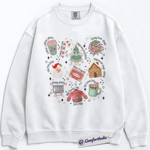 Teacher Christmas Checklist Sweatshirt, Cute Holiday Coffee Lover Pullover, Cozy Winter Graphic Crewneck, Gingerbread & Santa Aesthetic Gift Idea, Christmas Comfort Colors Sweatshirt