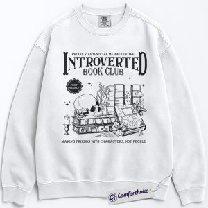 Introverted Book Club Sweatshirt, Funny Anti Social Reader Pullover, Gothic Dark Academia Literary Crewneck, Book Lover Gift for Introverts, Comfort Colors Sweatshirt