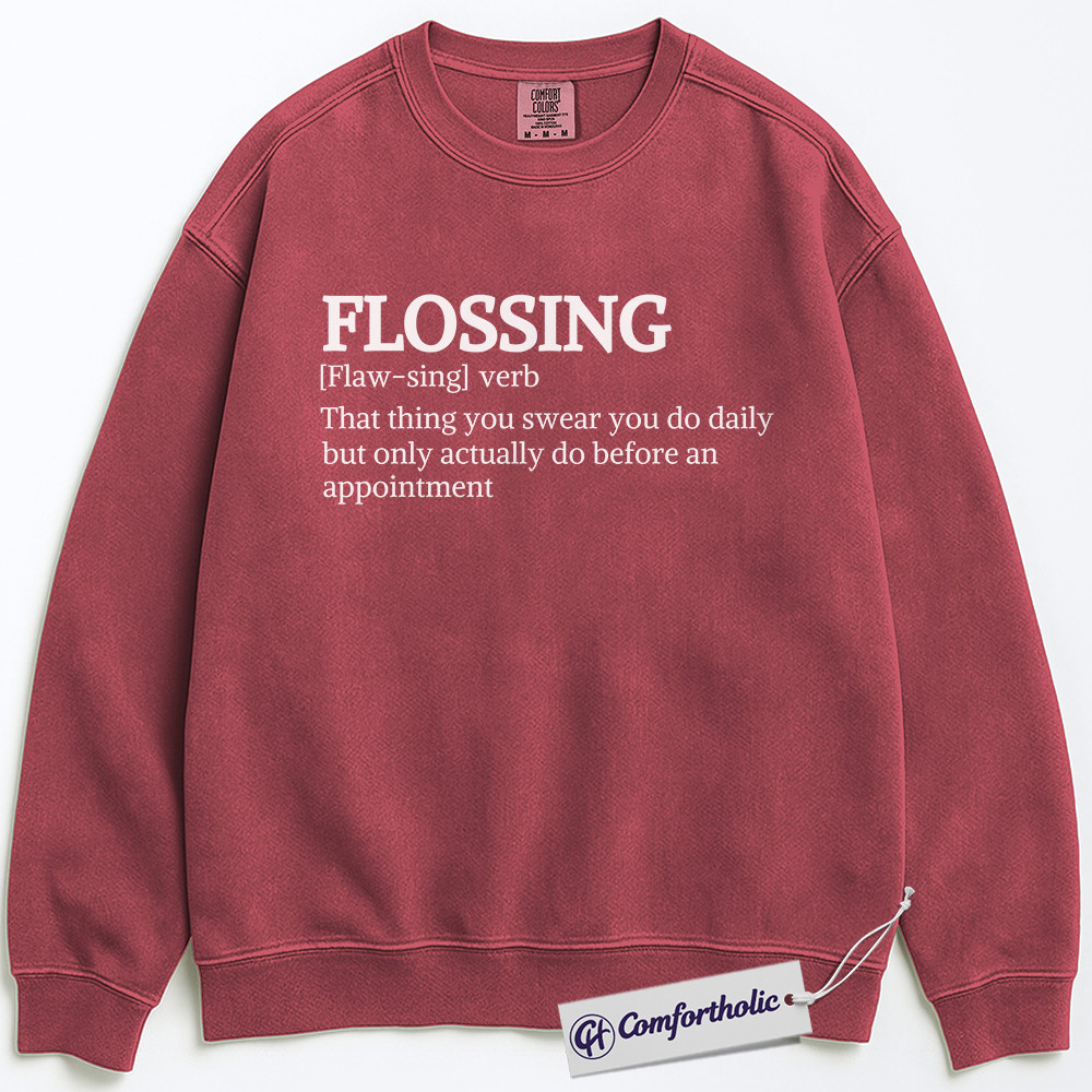 Funny Flossing Definition Sweatshirt, Dentist Office Crewneck, Cute Dental Hygienist Pullover, Humorous Gift for Dental Professionals, Comfort Colors Sweatshirt - Image 8