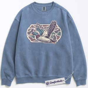 Mallard Duck Hunting Sweatshirt, Wildlife Bird Pullover, Waterfowl Hunting Graphic Crewneck, Outdoor Camo Nature Lover Comfort Colors Sweatshirt