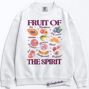 Alternative view of Fruit of the Spirit Sweatshirt, Galatians 5:22 Bible Verse Pullover, Christian Faith Graphic Crewneck, Religious Scripture Comfort Colors Sweatshirt