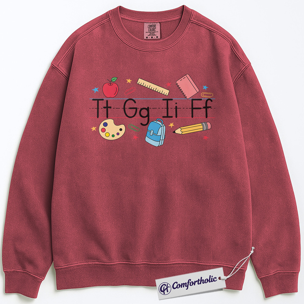 Alphabet Teacher Sweatshirt, Cute Back to School Pullover, Colorful Kindergarten Graphic Crewneck, Elementary Educator Gift, Comfort Colors Sweatshirt - Image 8