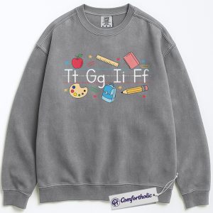 Alternative view of Alphabet Teacher Sweatshirt, Colorful Back to School Crewneck, Cute Kindergarten Graphic Pullover, Fun Elementary Educator Gift, Comfort Colors Sweatshirt