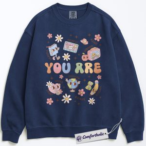 Alternative view of You Are Enough Sweatshirt, Positive Affirmation Pullover, Cute Motivational Graphic Crewneck, Mental Health Awareness Gift for Teachers & Students, Comfort Colors Sweatshirt