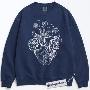 Floral Heart Anatomy Sweatshirt, Artistic Cardiologist Pullover, Cute Cardiology Graphic Crewneck for Medical Students, Aesthetic Gift for Doctors & Nurses, Comfort Colors Sweatshirt