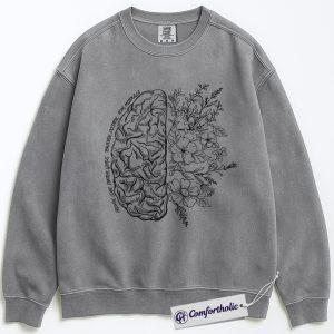 Alternative view of Brain Anatomy Sweatshirt, Floral Neuroscience Pullover, Artistic Science Graphic Crewneck, Cute Medical Student Gift for Doctors & Therapists, Psychology Comfort Colors Sweatshirt